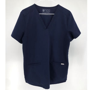 FIGS Technical Collection Womens Navy Blue Medical Scrub Top Size M